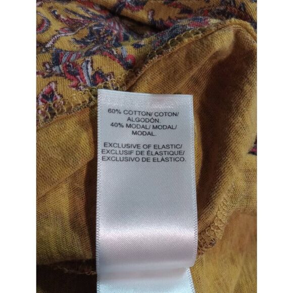 Lucky Brand Shirt Ladies‎ Small Yellow Paisley Short Sleeve - Picture 6 of 7